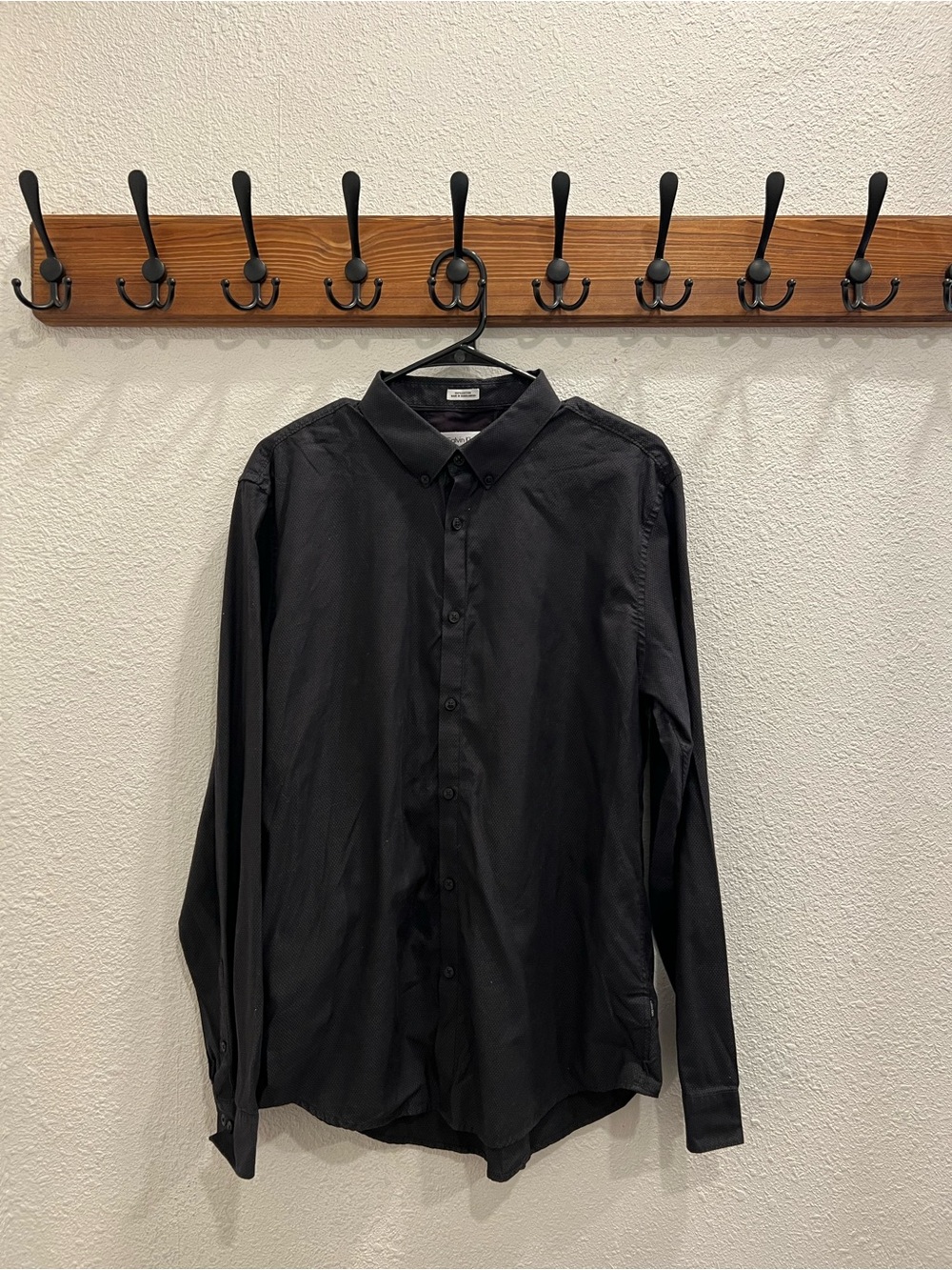 Calvin Klein Black Long-Sleeve Button-Up Shirt